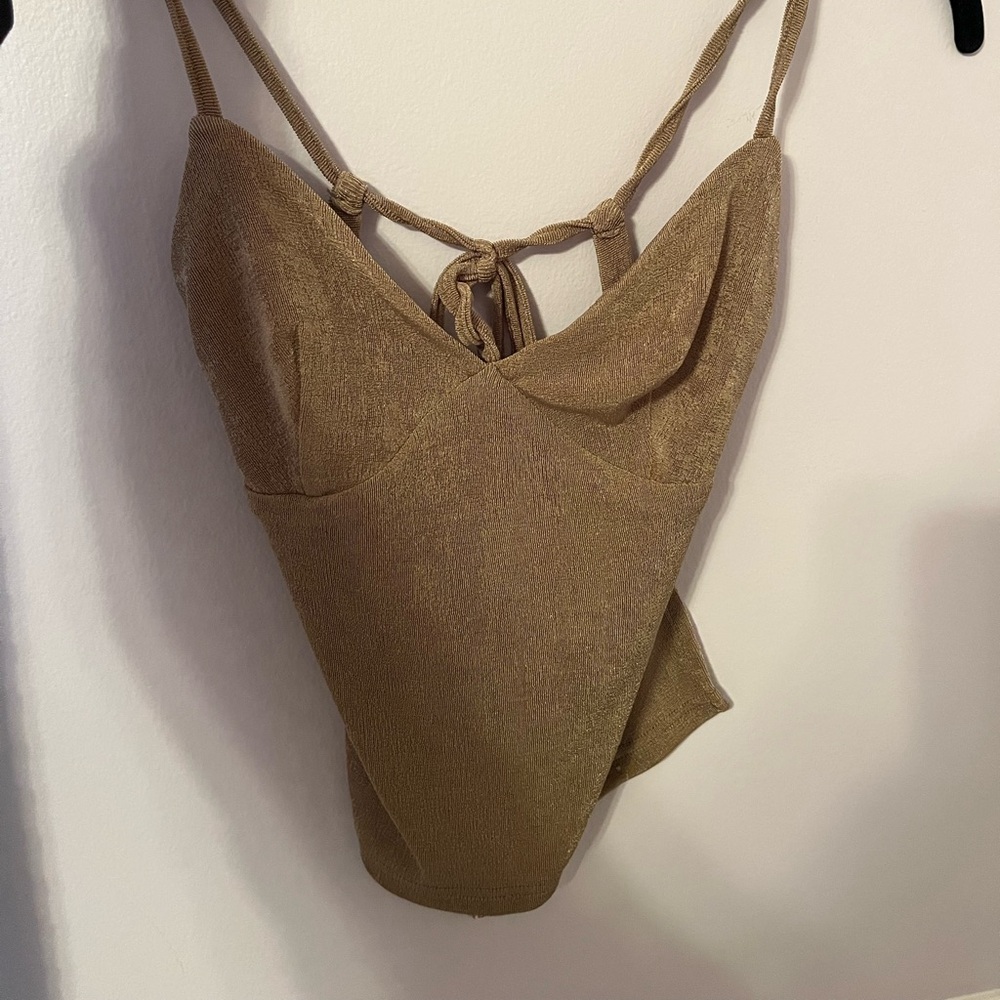 Gold shimmery open back top